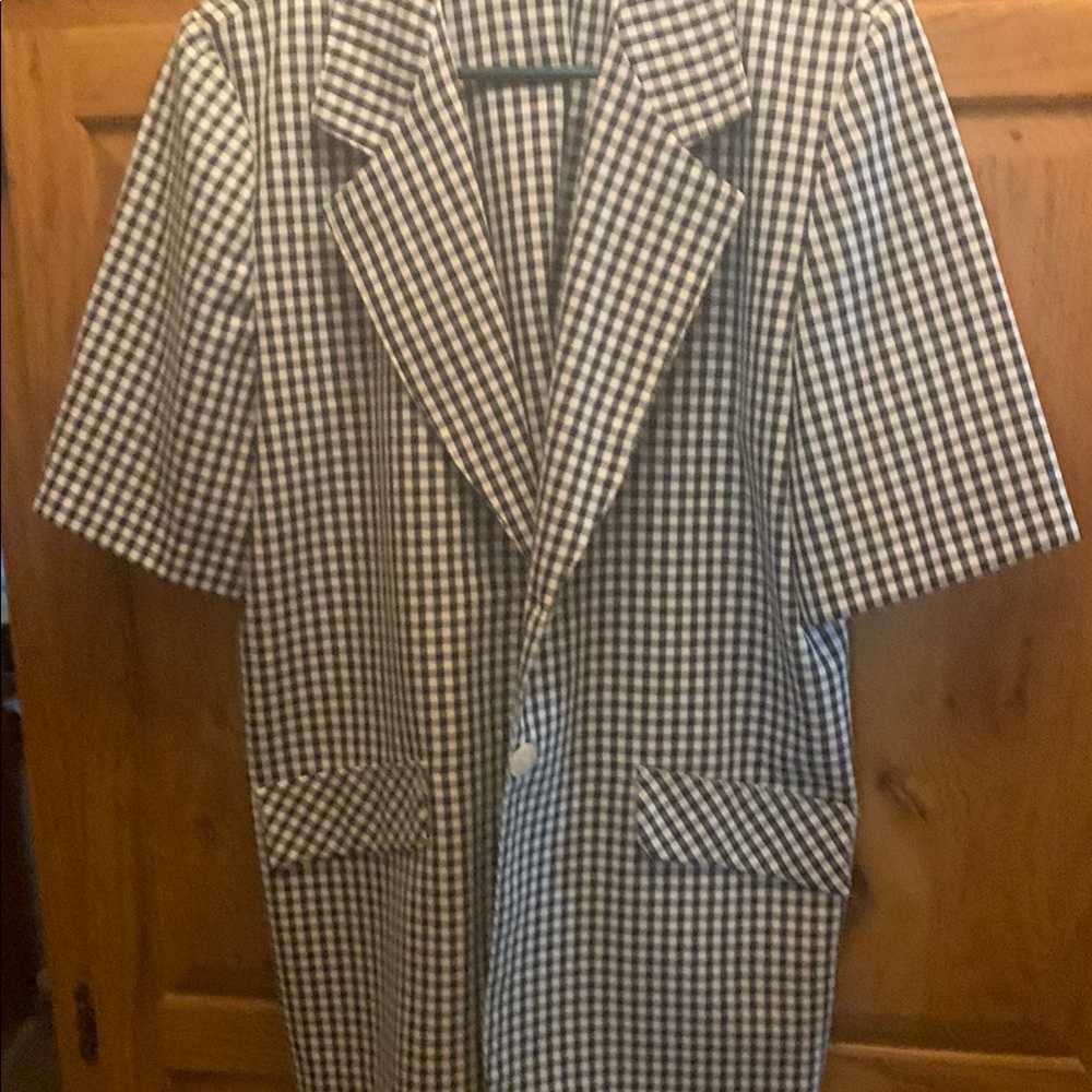 Black and White Checkered Oversized Blazer with Notched Lapel